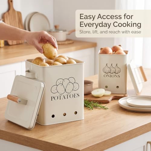 Potato and Onion Storage Bin Set with Lid, Kitchen Vegetable Storage