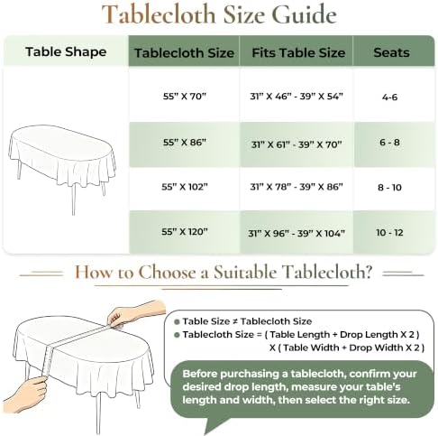 Light Coffee Farmhouse Striped Oval Tablecloth, 55×86 Inch Linen Cover