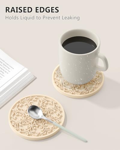 Drink Coasters, Coasters Set of 6 with Holder, Non-Slip Silicone Cup