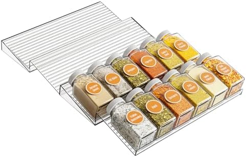 4Pcs Spice Organizer, Clear Plastic Spice Drawer Organizer Large