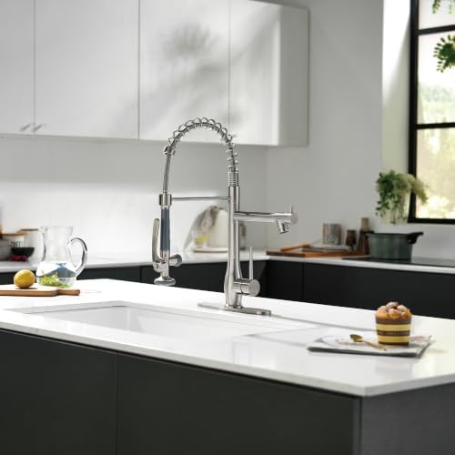 GIMILI Commercial Pull-Down Kitchen Sink Faucet, Brushed Nickel