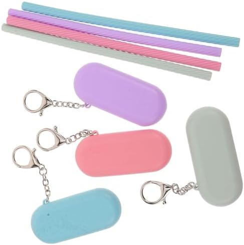 Foldable Silicone Drinking Straws 4 Sets with Case for Travel Use