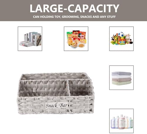 Snack Organizer for Countertop, 3-Compartment Snack Bar Station