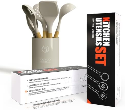 oannao Silicone Cooking Utensil Set, Khaki