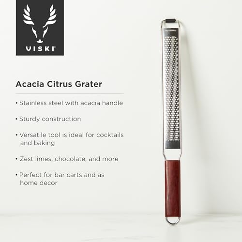 Viski Citrus and Cheese Grater, Stainless Steel Rasp Grater Zester