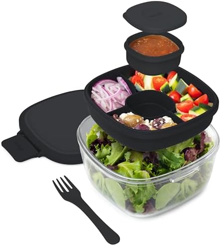 Bentgo Glass Salad Container, 7.6-Cup Bowl with Airtight Lid