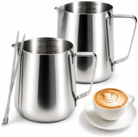 2 Pack Milk Frothing Pitcher 32oz Milk Steamer Cup Espresso Steaming