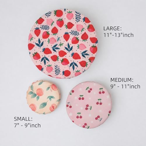 Reusable Beeswax Bowl Covers, 3 Sizes, Organic Cotton