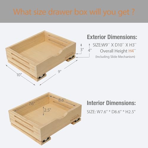 Kitchen Cabinet Organizer, Fully Assembled Drawer Wood Pull Out Tray