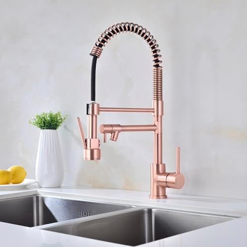 Avola Copper Kitchen Faucet with Pull-Down Sprayer, Rose Gold