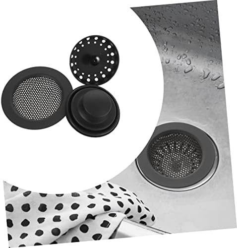 3 Piece Black Stainless Steel Sink Strainer Stopper Set