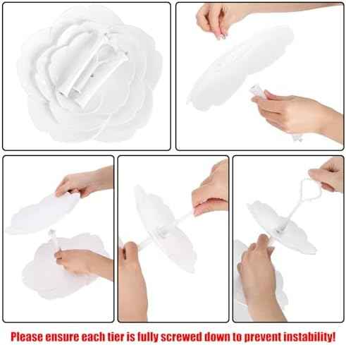 Tosnail 3 Pack 3 Tiers White Plastic Cupcake Stand Dessert Stand