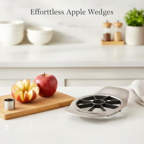 Kitchen Counter Fruit Prep Tool, Stainless Steel Apple Slicer and