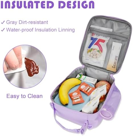 Initial Insulated Lunch Bag for Girls, Purple