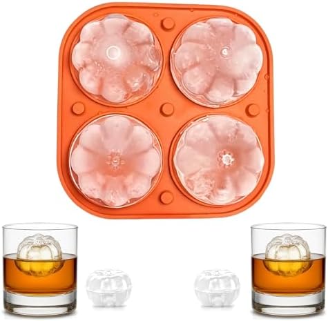 Orange 3D Pumpkin Ice Cube Tray for Freezer, Halloween Pumpkin Ice