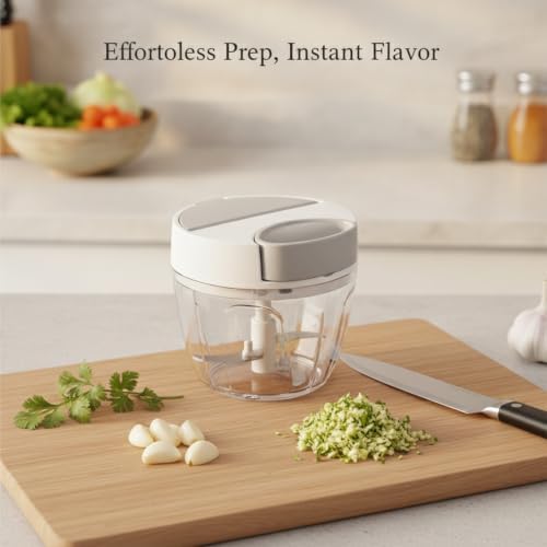 Manual Food Chopper, Pull String Garlic Mincer for Prep of Herbs and