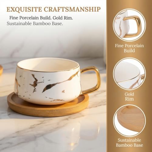Peohud 2 Pack Ceramic Tea Coffee Cup, 10 OZ Coffee Mug with 304