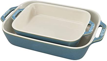 Staub 2-Pc Ceramic Baking Dish Set, Turquoise