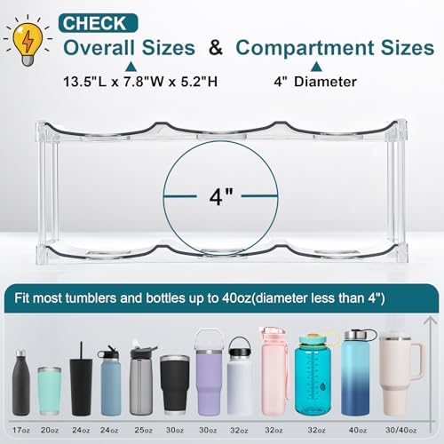 Water Bottle Organizer for Stanley Tumblers, 3-Tier, Clear