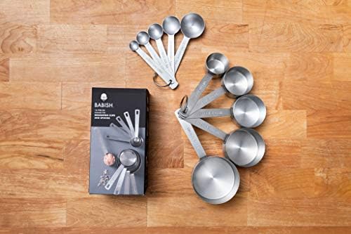 Babish 10-Piece Stainless Steel Measuring Cups and Spoons Set – Heavy-Duty, Rust-Resistant Baking and Cooking Measurement Tools