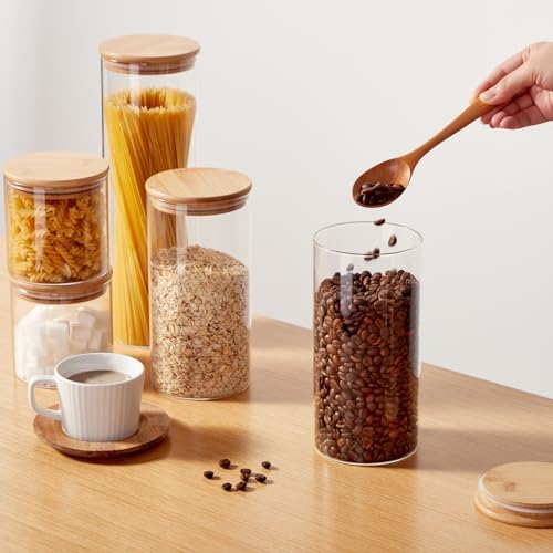 Glass Food Storage Jars with Lids 2.34 Qt [Set of 3], Perfect for