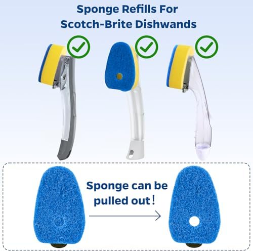 Sponge Dishwand Brush Refills for Scotch-Brite Dishwand, 10 Pack