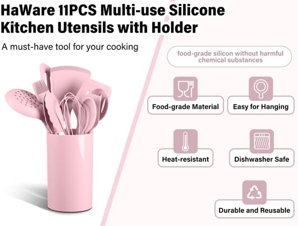 HaWare 11 PCS Silicone Cooking Utensils Set, Heat Resistant Kitchen Utensils - Image 3