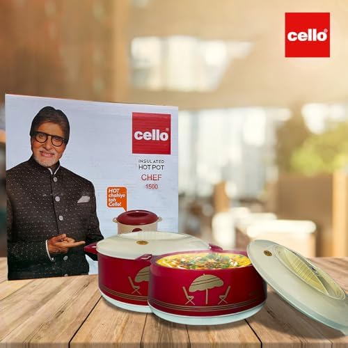 Cello Chef Deluxe Insulated Hot Pot Casserole 1500, Maroon