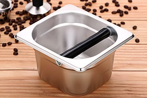 Coffee Knock Box Stainless Steel, 6.9 Inch Espresso Knock Box for