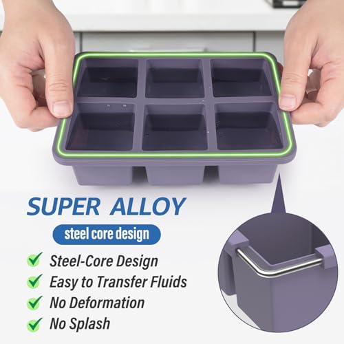 Mossime Large Silicone Ice Cube Trays with Lids, 2 Pack, Makes 2-Inch