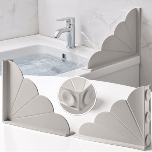 No Adhesive Silicone Splash Guard for Bathtub, 2-Pack Light Grey
