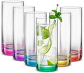 JoyJolt Hue Highball Glasses Set of 6 Tall Drinking Glasses, 13oz