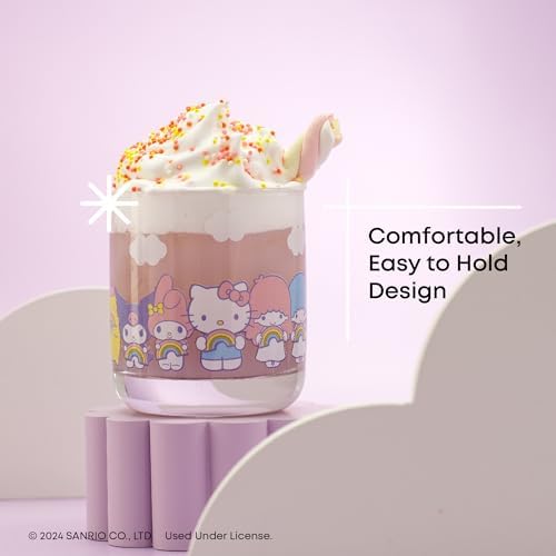 JoyJolt Hello Kitty & Friends Rainbow Short Drinking Glasses, Lowball