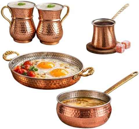 Handmade Turkish Copper Kitchen Set – 5 Piece Hammered Copper-Cookware