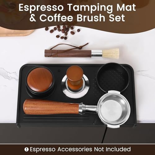 Dpofirs Coffee Tamping Mat Brush Set, Professional Coffee Station Mat
