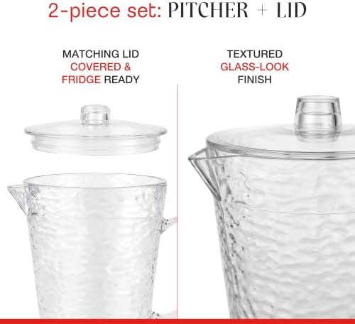 2.5Qt Clear BPA-Free Shatterproof Acrylic Pitcher with Lid