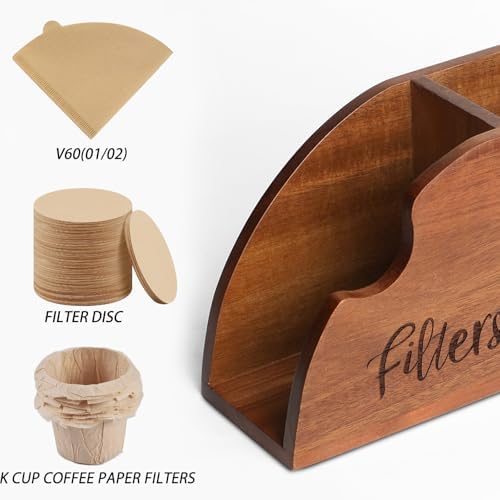 LBEMEY Acacia Wood Coffee Filter Holder - V60 Size 01 & 02 Cone Coffee