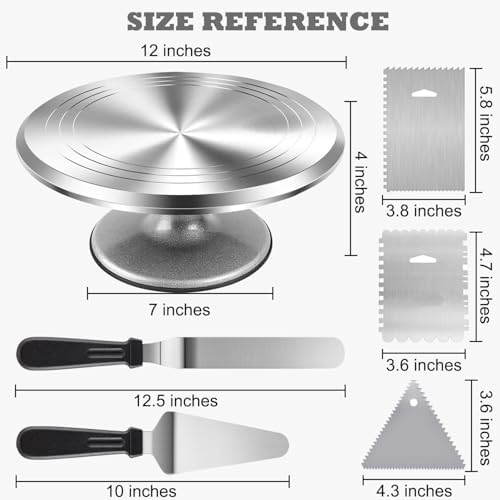 12 Inch Aluminium Rotating Cake Stand Turntable, Cake Decorating Kit