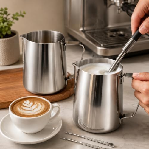 2 Pack Milk Frothing Pitcher 32oz Milk Steamer Cup Espresso Steaming