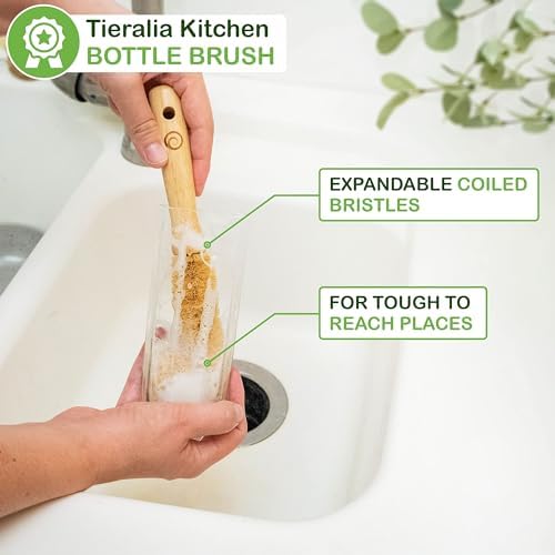 Tieralia Bamboo Dish Brush Gift Set – 5-Piece Kitchen Cleaning Set