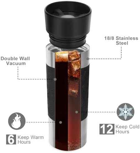 Travel Coffee Mug with 360°Lid, Travel Coffee Tumbler 16 oz Leak