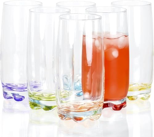 Vibrant Splash Water, Beverage Highball Glasses, 13.25 Ounce - Set of