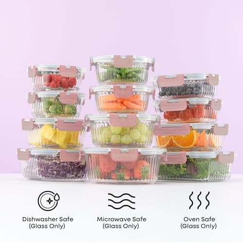 JoyJolt 24pc Borosilicate Glass Storage Containers with Lids