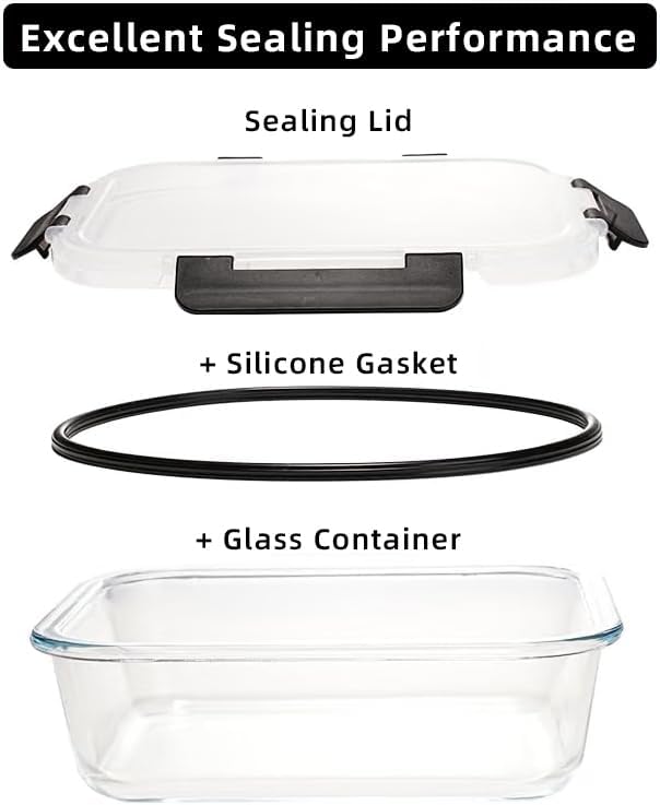 Glass Food Storage Containers with Airtight Lids, Set of 10