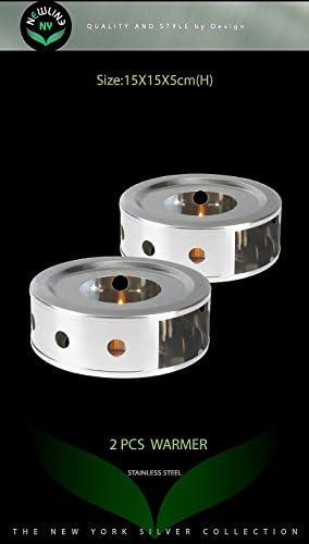 NewlineNY Stainless Steel Coffee Tea Warmers, Dual 6 Inches Circular