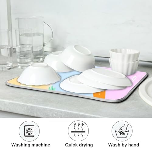 OTVEE Cute Carrot Art Dish Drying Mat for Kitchen Counter Absorbent