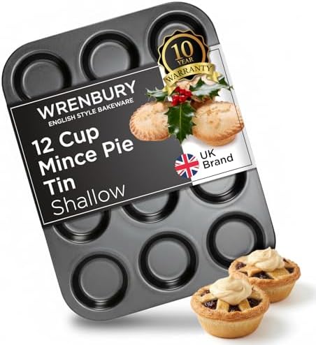 Wrenbury Pro 12 Cup Mince Pie Tin – Carbon Steel Mincemeat Baking Tray