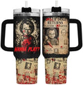 34HD Killer Doll Horror Wanna Play 40 oz Tumbler with Handle
