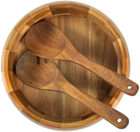 VaeFae Acacia Wood Bowl, Wooden Salad Bowl Set, Natural Grain Finish