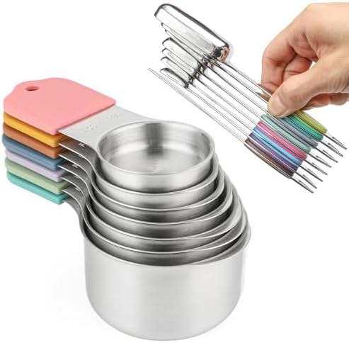 Magnetic Measuring Cups and Spoons Set, 7 Stainless Steel Measuring